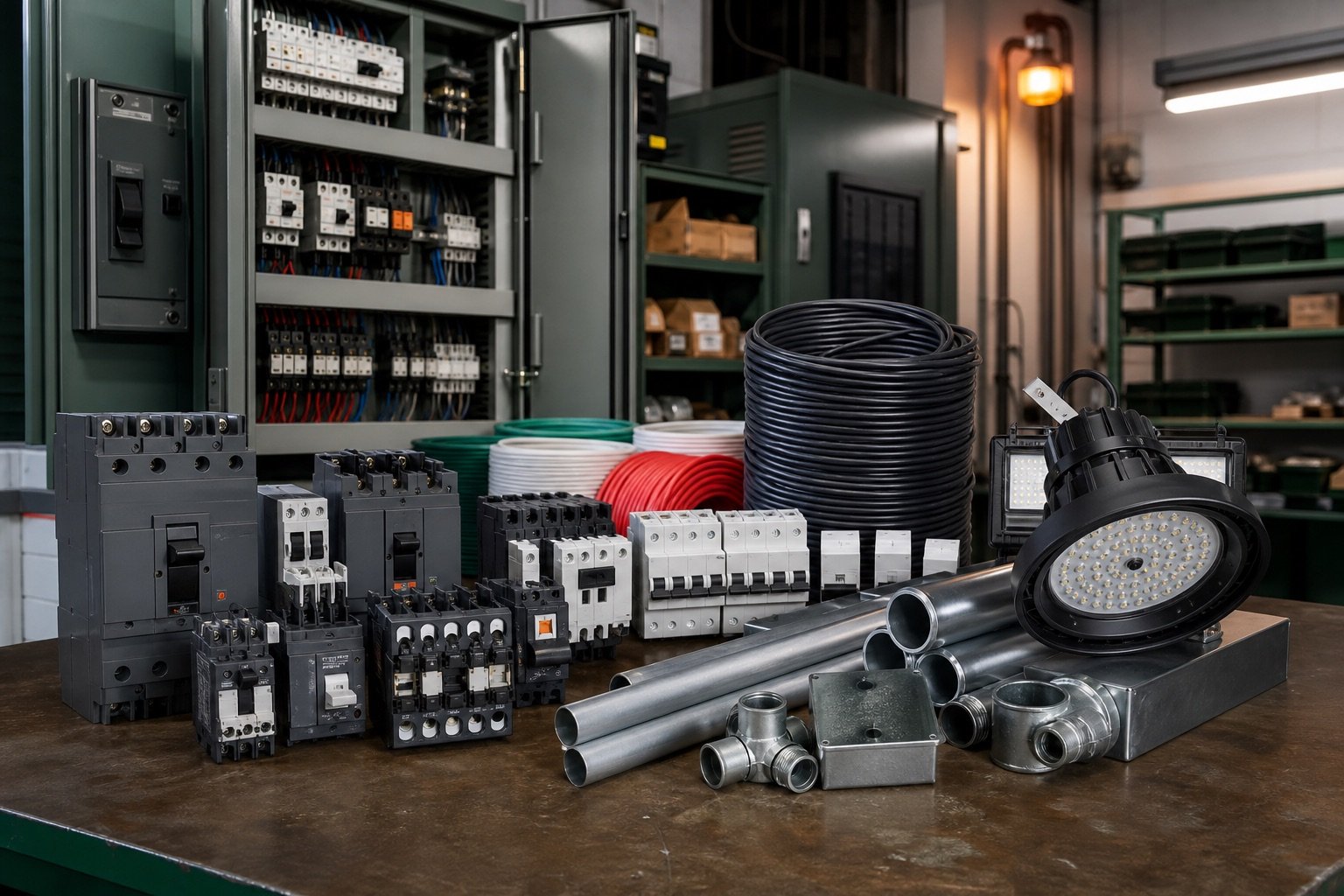 Material eléctrico industrial para planta y mantenimiento